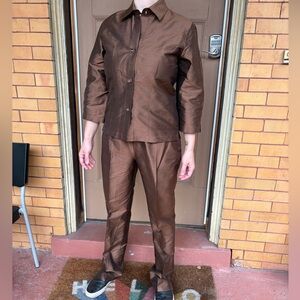 Elegant Brown Women's Pantsuit